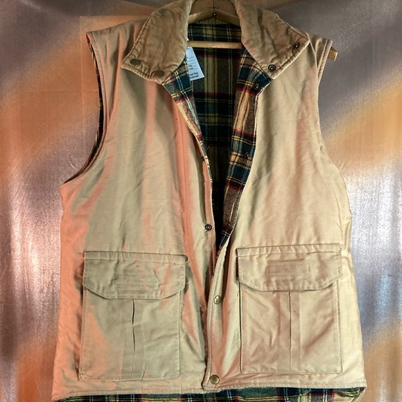 Vintage 70’s duck cloth vest wool lining snap buttons corduroy collar. 302 - Picture 1 of 7